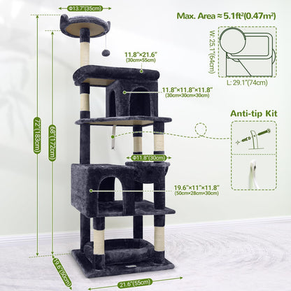 S72 Heavy Duty Cat Trees for Large Cats 20 Lbs+, Dark Gray
