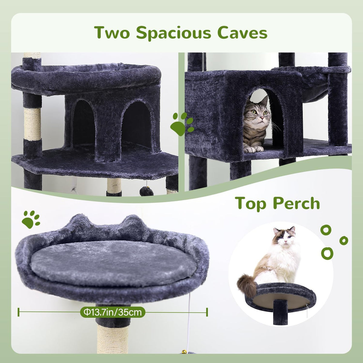 S72 Heavy Duty Cat Trees for Large Cats 20 Lbs+, Dark Gray