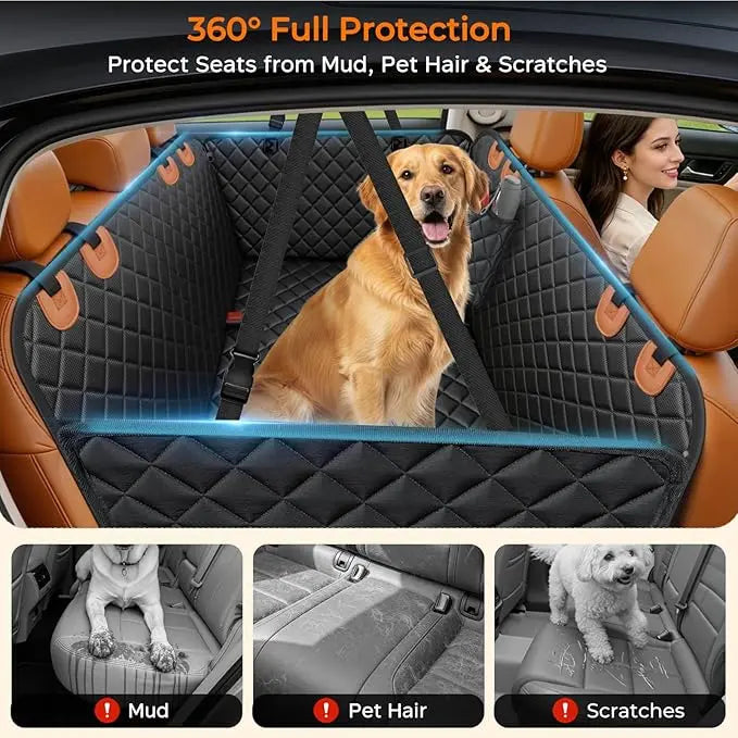 Dog Car Seat Cover - Universal Fit, Waterproof, Scratchproof, Non-Slip, Washable Pet Back Seat Travel Mat for All Seasons, Pet Car Accessories