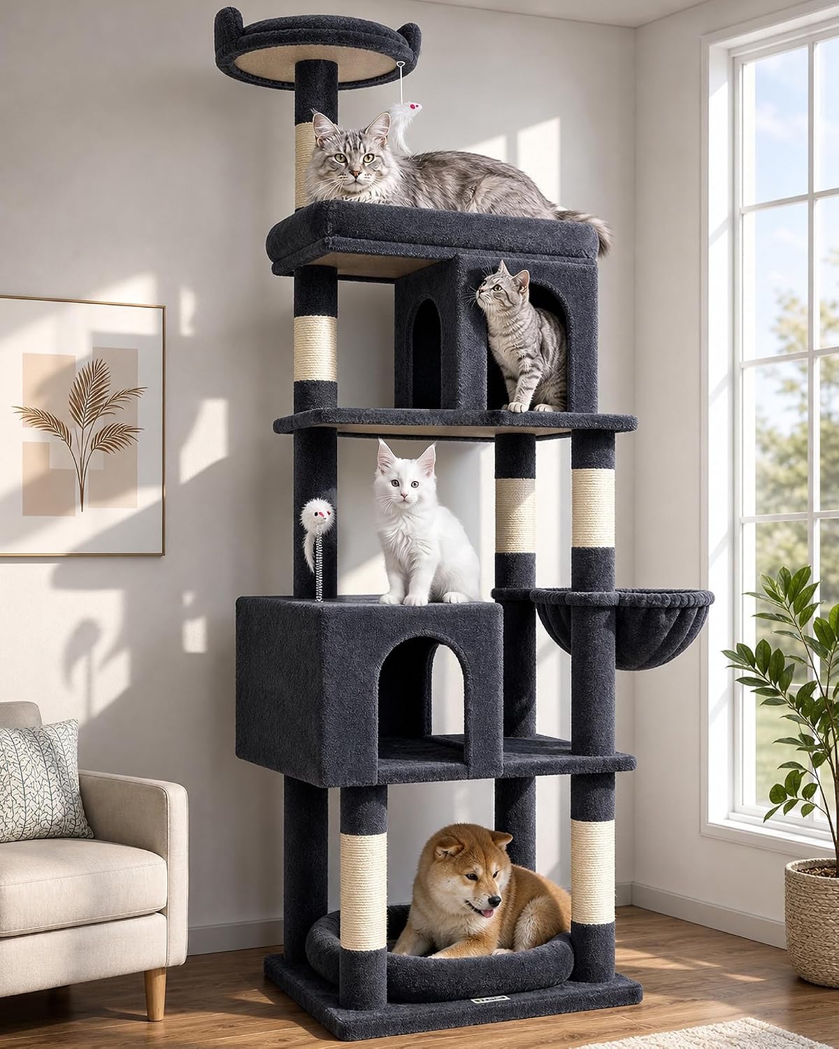 S72 Heavy Duty Cat Trees for Large Cats 20 Lbs+, Dark Gray