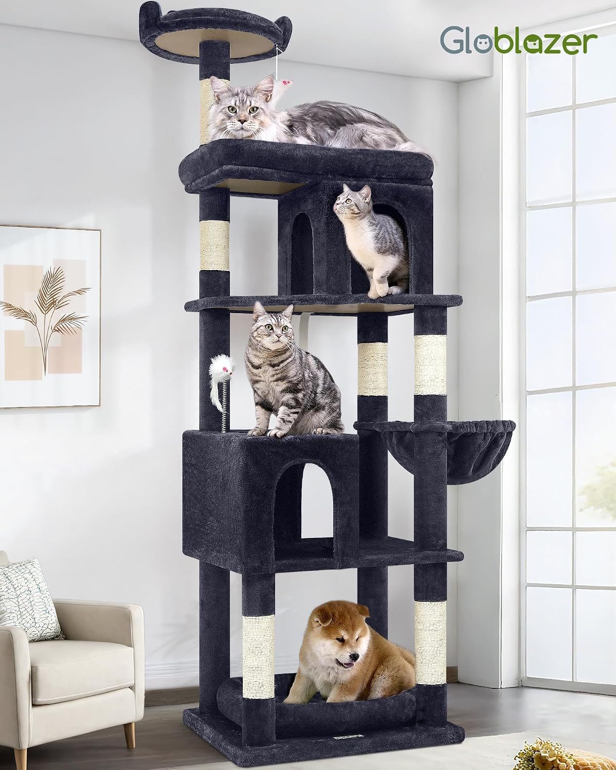 S72 Heavy Duty Cat Trees for Large Cats 20 Lbs+, Dark Gray