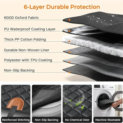 Dog Car Seat Cover - Universal Fit, Waterproof, Scratchproof, Non-Slip, Washable Pet Back Seat Travel Mat for All Seasons, Pet Car Accessories